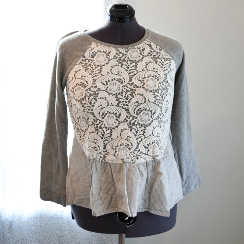 Anthropologie Lace Sweater Long Sleeve Top